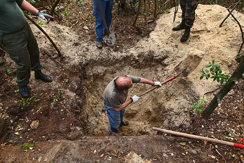 <br>Blockhaus fermé depuis 60 ans ( lege cap ferret )<br />
recherche de la porte d entrée <br>